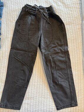 Ulla Johnson Charcoal Drawstring Paperbag Waist Jeans